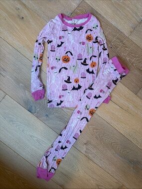 Little Sleepies Pink Halloween Pajama Set with Ghosts, Pumpkins & Bats
